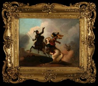 17th Century Italian Old Master | Battle Scene | Oil Painting In Antique Frame