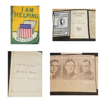 WWI Photo Album Scrapbook 2nd Lt.  C.  H.  Potts 58th Infantry Dogtags RPPCs 6