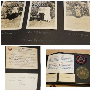 WWI Photo Album Scrapbook 2nd Lt.  C.  H.  Potts 58th Infantry Dogtags RPPCs 9