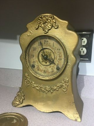 Antique 1894 F Kroeber Cast Iron Case Shelf Mantle Clock Look