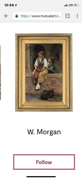 ANTIQUE VICTORIAN OIL PAINTING by W.  P.  MORGAN “MOTHER HOLDING BABY” 8