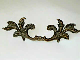 Vintage 8.  75 " Henry Link French Provincial Style Brass Drawer Pull Great Patina