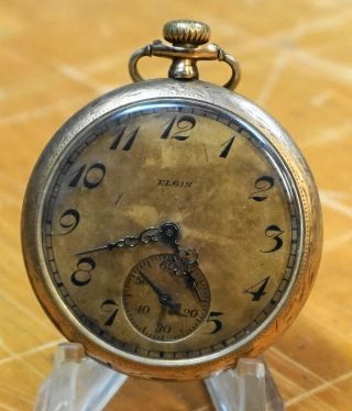 1924 Elgin Pocket Watch Open Face Size 12 Grade: 315,  15 J Gold Filled