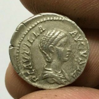 Ancient Roman Silver Coin Denarius Plautilla 2.  6gr 18.  1mm