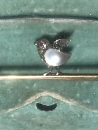 Antique Victorian Diamond,  Baroque Pearl And Yellow Gold Chick Brooch 1890s