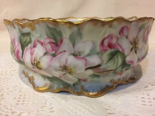 Antique Floral Hand - Painted Bowl - Signature " W.  C.  Mccarty - 1906 "