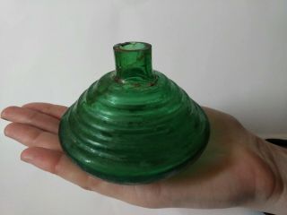 Ancient Antique Unusual Open Green Pontius Cone Inkwell.