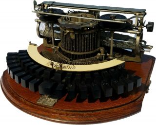 Rare Antique 1881 Curved Hammond No 1b Typewriter With Wooden Case 508