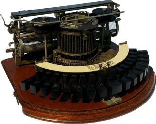 Rare Antique 1881 Curved Hammond No 1b Typewriter with Wooden Case 508 2