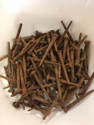 100 Antique 1 1/2 " Long Square Cut Hand Made Nails But Rusty