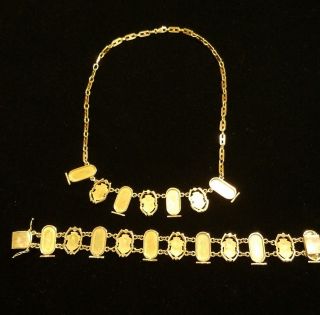 Vintage 18K Gold & Enamel Scarab Hieroglyphic Egyptian Bracelet and necklace set 3