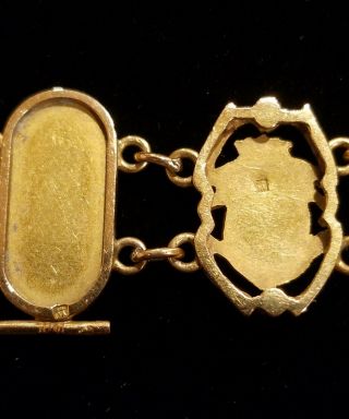 Vintage 18K Gold & Enamel Scarab Hieroglyphic Egyptian Bracelet and necklace set 4