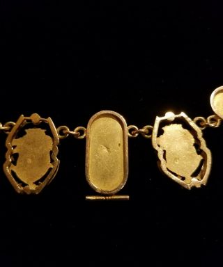 Vintage 18K Gold & Enamel Scarab Hieroglyphic Egyptian Bracelet and necklace set 6