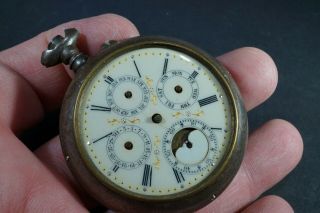 Swiss Moon Phase Chrono Pocket Watch For Repair Project
