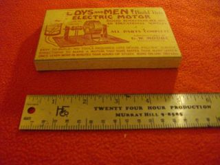RARE Vtg GW Moore Build It Yourself Toy Motor: Box,  Parts,  & Instructions 1930s 3