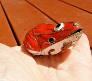 VINTAGE VERY RARE CLOISONNE ENAMEL RED FROG BELIEVED CHINESE 2