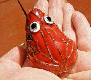 VINTAGE VERY RARE CLOISONNE ENAMEL RED FROG BELIEVED CHINESE 3