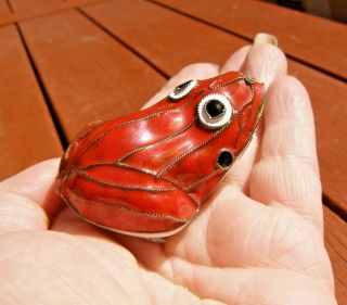 VINTAGE VERY RARE CLOISONNE ENAMEL RED FROG BELIEVED CHINESE 4