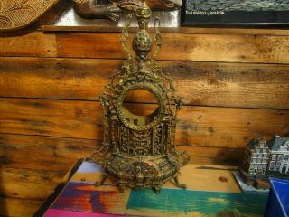 Antique? French Brass Figural Mantel Clock (just Case)