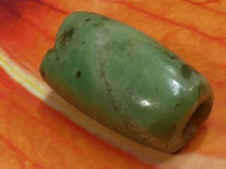 Ancient Pre - Columbian Mesoamer.  Green Jadeite Necklace Bead Mayan Imperial Hues