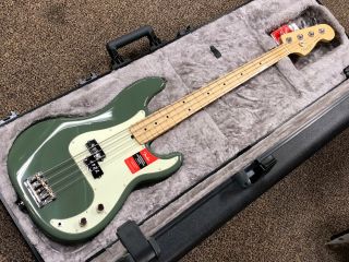 Fender American Professional Precision Bass Antique Olive W/ Case Open Box 2017