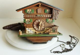 Vintage German Wood Cuckoo Clock Albert Schwab Karlsruhe For Restoration