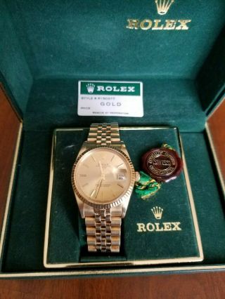 Vintage Rolex 14k Oyster Perpetual Date Men 