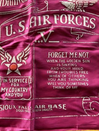 Vintage Souvenir Fringe Pillow Cover Military US Air Force SIOUX FALLS S DAKOTA 4