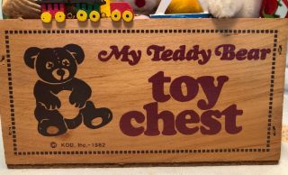 VINTAGE WOOD BOX CHEST WITH KNOB.  MY TEDDY BEAR TOY CHEST Music Box - 2