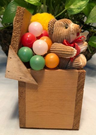 VINTAGE WOOD BOX CHEST WITH KNOB.  MY TEDDY BEAR TOY CHEST Music Box - 6