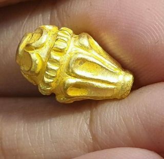 Ancient Pyu Gold Intricate Bouquet Flower Solid 22k Gold Amulet Bead Pendant