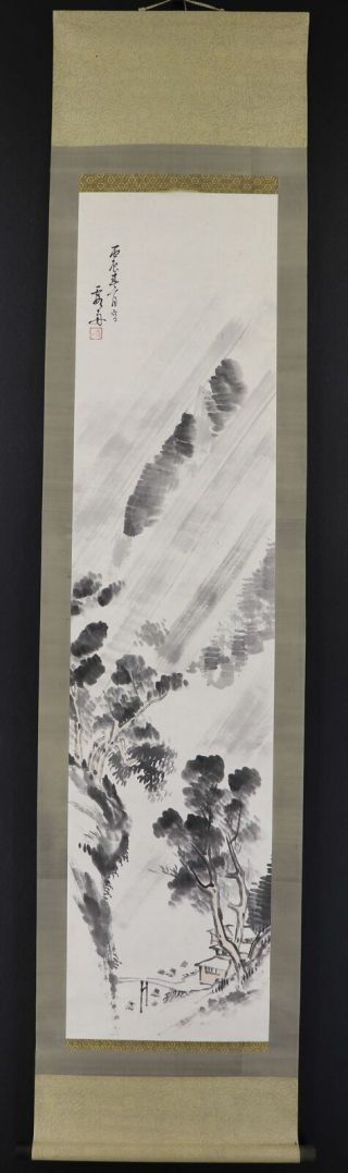 JAPANESE HANGING SCROLL ART Painting Sansui Landscape Asian antique E7389 2