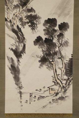 JAPANESE HANGING SCROLL ART Painting Sansui Landscape Asian antique E7389 5