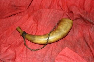 Rare Antique Hunting Horn W/Integral Carved Mouthpiece & Chain 5