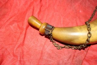 Rare Antique Hunting Horn W/Integral Carved Mouthpiece & Chain 6