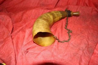 Rare Antique Hunting Horn W/Integral Carved Mouthpiece & Chain 7