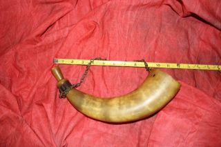 Rare Antique Hunting Horn W/Integral Carved Mouthpiece & Chain 8