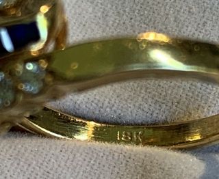 Vintage 18k Oscar Heyman Yellow Gold Diamond and Saphire Womens Ring 3