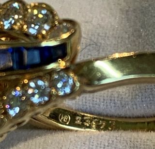 Vintage 18k Oscar Heyman Yellow Gold Diamond and Saphire Womens Ring 4