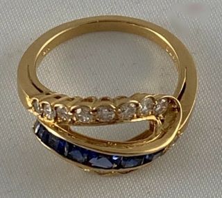 Vintage 18k Oscar Heyman Yellow Gold Diamond and Saphire Womens Ring 5