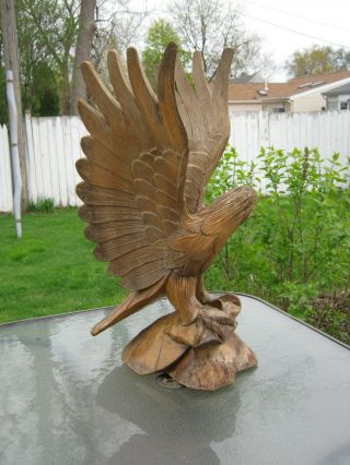 ANTIQUE FOLK ART LARGE HAND CARVED WOOD AMERICAN EAGLE from EARLY ESTATE 2