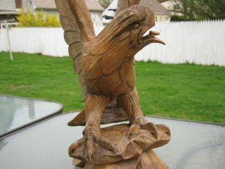ANTIQUE FOLK ART LARGE HAND CARVED WOOD AMERICAN EAGLE from EARLY ESTATE 3