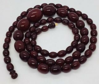 Antique Cherry Amber Graduated Beaded Long Necklace 64g 35”