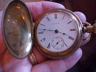 Elgin Pocket Watch,  Lever Set Gold Plate Hunting Case