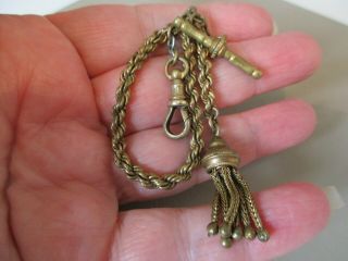 Antique Vintage Victorian Gold F Albertina Tassel Tassle Fob Pocket Watch Chain