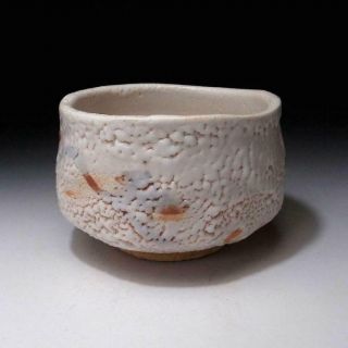 CQ6: Japanese Pottery Tea bowl,  Shino ware by Famous potter,  Shuichi Sawada 4