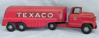 Vintage Buddy L Pressed Steel Texaco 550 Tanker Truck Red Approx 5 X 6 X 24 "