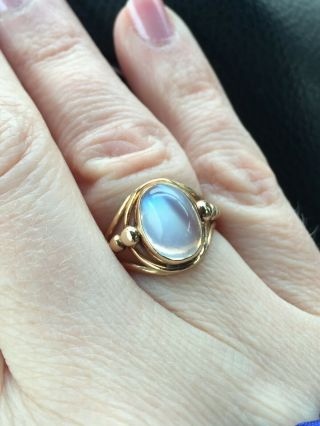 Antique Vintage Moonstone 14k Yellow Gold Ring