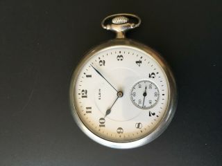 Antique 1921 Elgin 16s,  17j,  Open Face Pocket Watch Just Cleaned / Oiled.