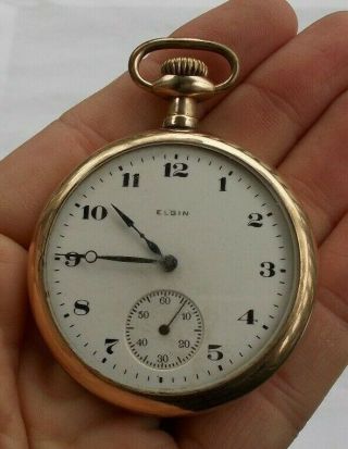 Rare Vintage Antique 2 " Wind Up Elgin Gold Filled Pocket Watch Look Nr